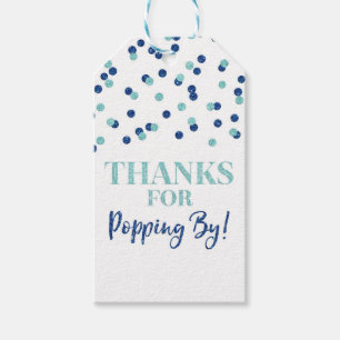 Étiquettes-cadeau Confettis Bleus Merci d'être passé