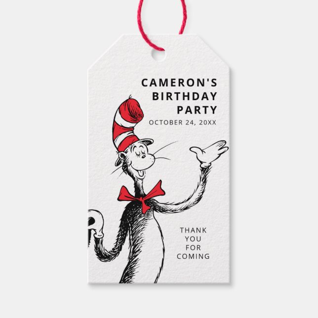 Étiquettes-cadeau Confettis de personnages de Dr Seuss | Anniversair (Devant)