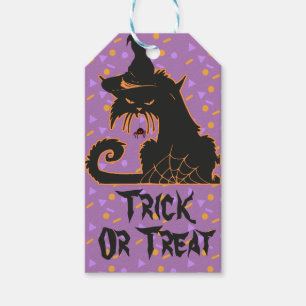 Étiquettes-cadeau Confettis pour soirée chat noir Halloween