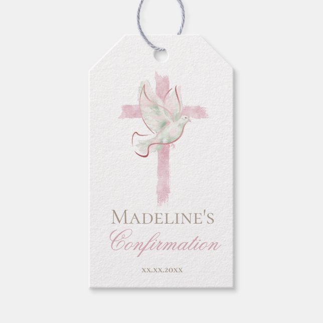 Étiquettes-cadeau Confirmation pink cross (Devant)