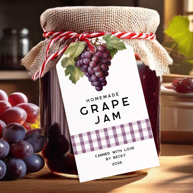 Étiquettes-cadeau Confiture de raisin maison avec à damiers motif (Créateur téléchargé)