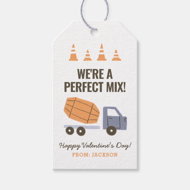 Étiquettes-cadeau Construction ciment Mixte enfants Classe Valentine (Devant)