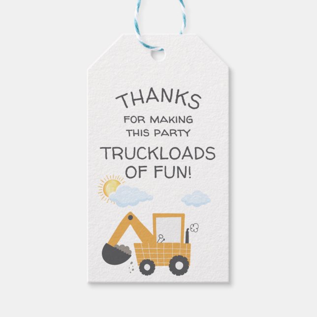 Étiquettes-cadeau Construction Petit Digger Merci (Devant)