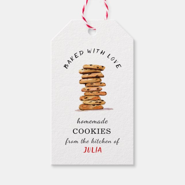 Étiquettes-cadeau Cookie 'Cuite avec amour' fait maison  (Devant)