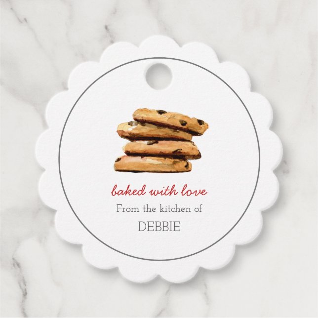 Étiquettes Cadeau COOKIE cuite avec amour Fêtes boulangères Favorise (Devant)
