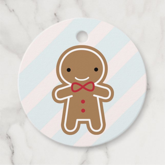 Étiquettes Cadeau Cookie Cute Kawaii Homme en pain d'épices (Devant)