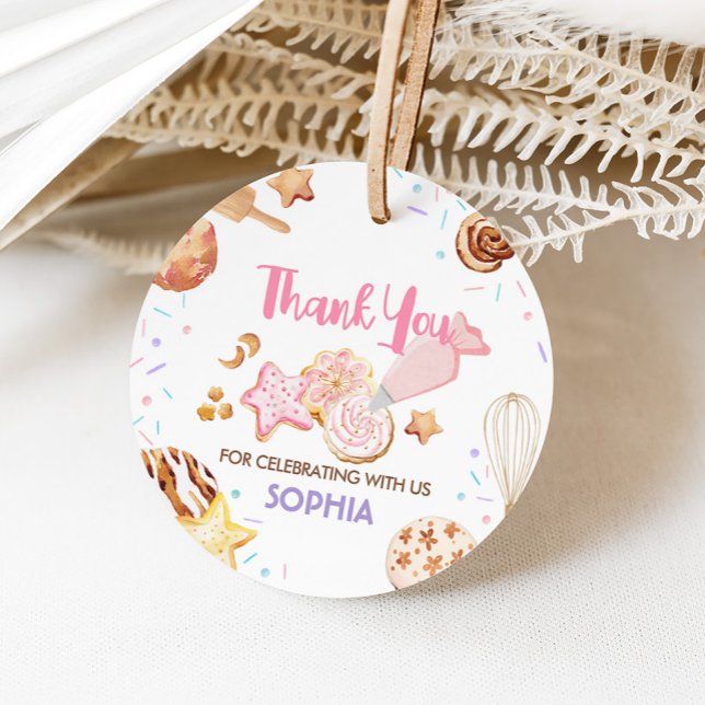 Étiquettes Cadeau Cookie Décoration Anniversaire Fête Tour (Cookie Decorating Party Birthday Party Round Favor Tags)