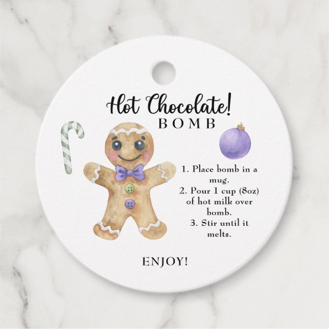 Étiquettes Cadeau Cookie man - Hot chocolat bombe (Devant)