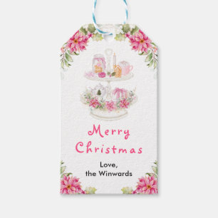 Étiquettes-cadeau Cookies de vacances et cacao rose Joyeux Noël