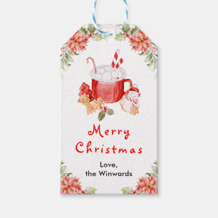 Étiquettes-cadeau Cookies de vacances et cacao rouge Joyeux Noël