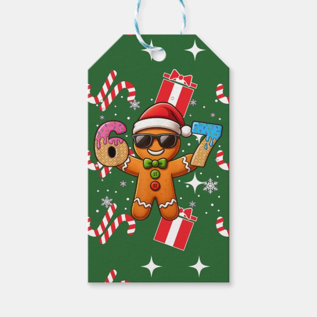 Étiquettes-cadeau Cool Gingerbread 67 — Holiday Ice‑Cream Numbers (Devant)