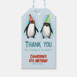 Étiquettes-cadeau Cool Penguins fêtent l'anniversaire de l'enfant me