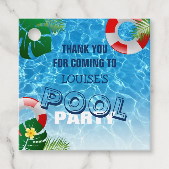 Étiquettes Cadeau Cool Pool Party | Merci d'anniversaire (Devant)