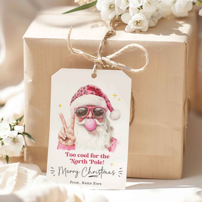 Étiquettes-cadeau Cool Retro Santa Trendy Christmas  (Créateur téléchargé)