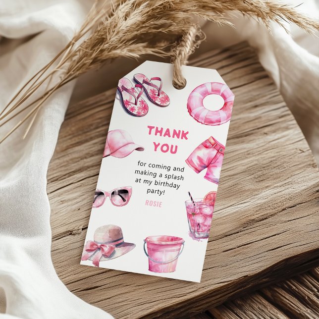 Étiquettes-cadeau Cool Rose Summer Girl Anniversaire Favoriser (Créateur téléchargé)