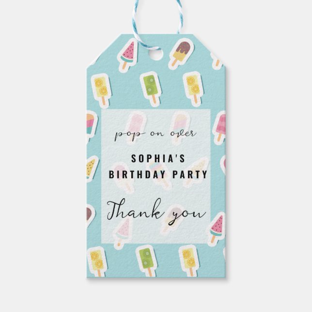 Étiquettes-cadeau Cool Summer Popsicle Anniversaire (Devant)