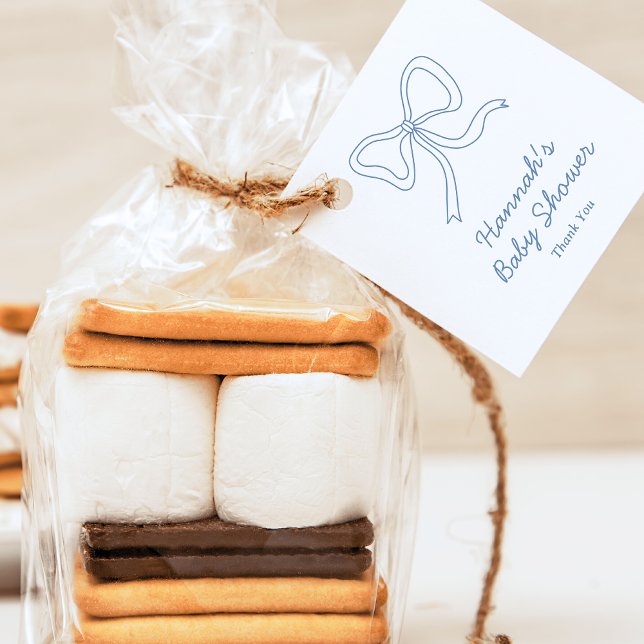 Étiquettes Cadeau Coquette Bleu Personnalisé Baby shower de ruban (Personalized Blue Bow Coquette Ribbon Baby Shower Favor Tags
)
