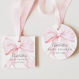 Étiquettes Cadeau Coquette Bow Pink Baby Shower