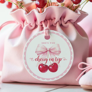 Étiquettes Cadeau Coquette cerise sur le Baby shower supérieur