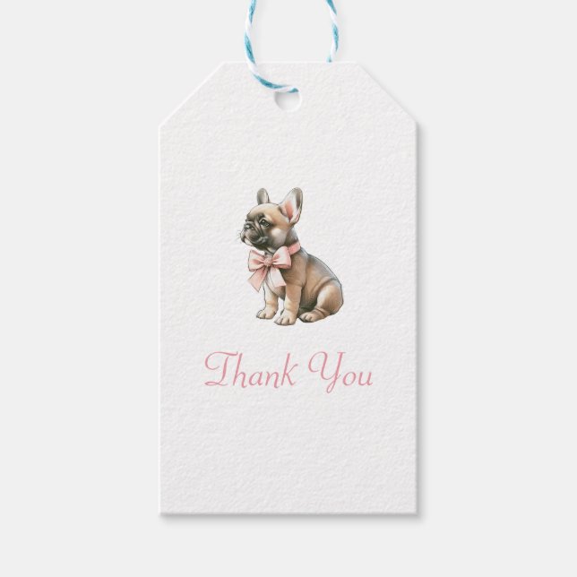Étiquettes-cadeau Coquette Frenchie Merci (Devant)
