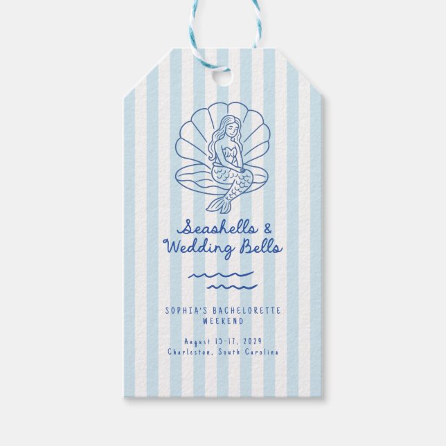 Étiquettes-cadeau Coquillages et cloches de mariage Enterrement de v (Devant)