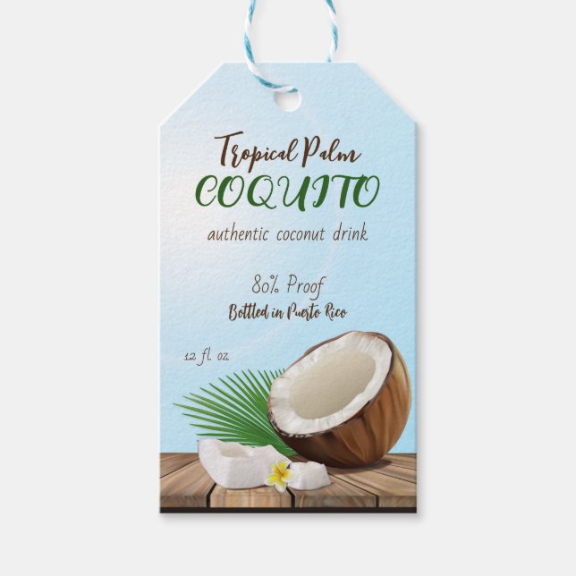 Étiquettes-cadeau Coquito Coconut Tropical (Devant)