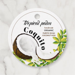 Étiquettes Cadeau Coquito Coconut Tropical Holiday Drink