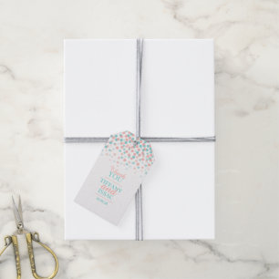 Étiquettes-cadeau Corail et turquoise merci personnalisé marque cade