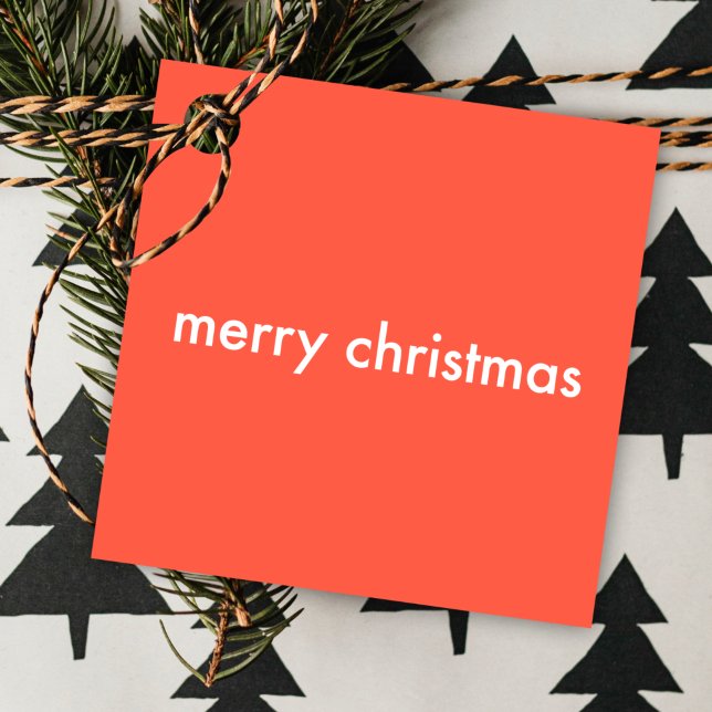 Étiquettes Cadeau Coral Red Christmas | Simple Plain Minimalisateur (Créateur téléchargé)