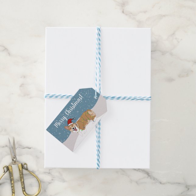 Étiquettes-cadeau Corgi de Noël (Avec de laficelle)
