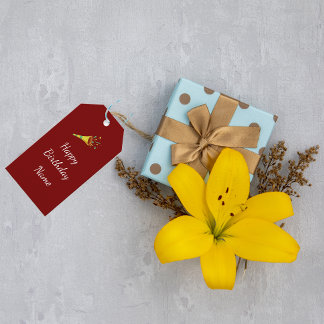 Étiquettes-cadeau Corne à Confettis Joyeux Anniversaire Personnalisé