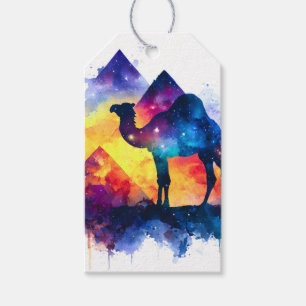 Étiquettes-cadeau Cosmic Starry Nuit Camel égyptien Paysage