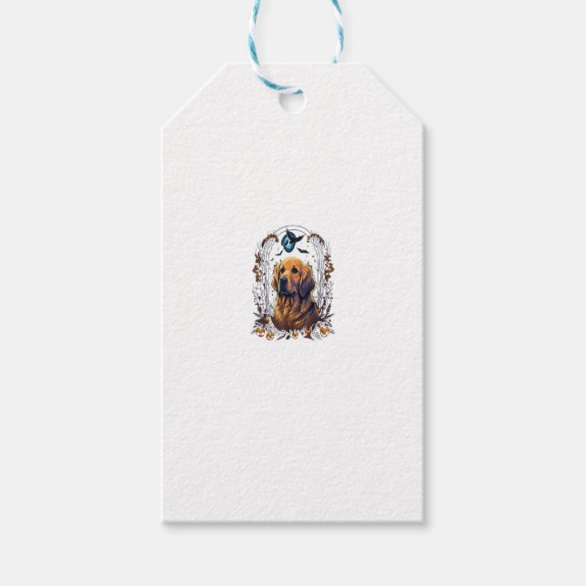 Étiquettes-cadeau Costume citrouille Goldie sur Golden Retriever Hal (Devant)