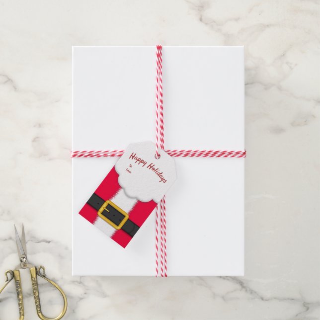Étiquettes-cadeau Costume du Père Noël (Avec de la ficelle)