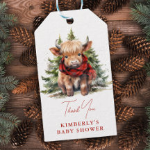 Cosy Highland Cow Farm Animaux Baby shower d'hiver