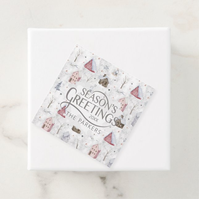 Étiquettes Cadeau Cosy Home Christmas Pink ID985 (En situation)