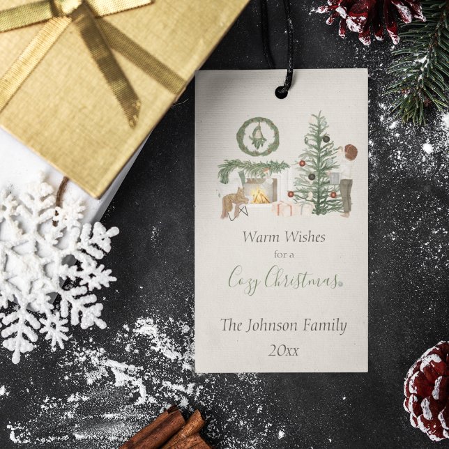 Étiquettes-cadeau Cosy Noël Rustique Personnalisé Aquarelle (Créateur téléchargé)