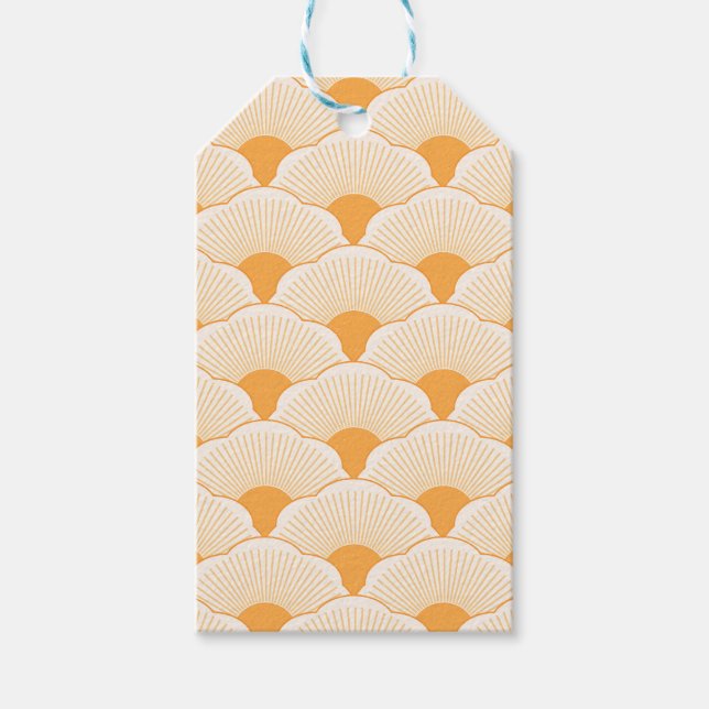 Étiquettes-cadeau Coucher de soleil, orange tonale, texture béton (Devant)