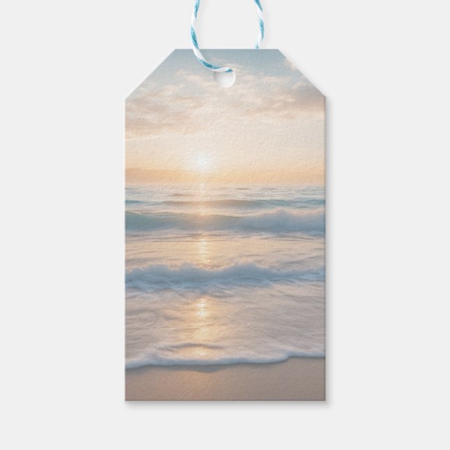 Étiquettes-cadeau Coucher De Soleil Sur La Plage (Devant)