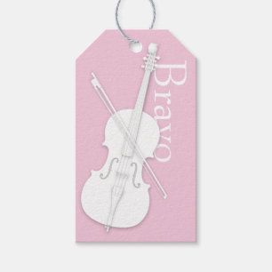 Étiquettes-cadeau Coucou blanc & Bow Rose Occasion musicale personna