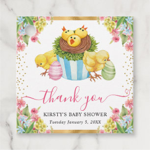 Étiquettes Cadeau Coucou de Pâques à l'aquarelle et Baby Shower Gâte