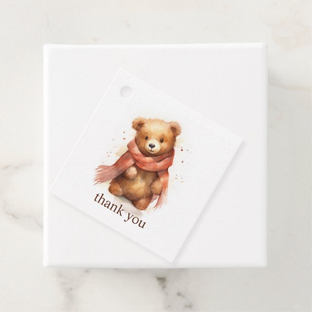 Étiquettes Cadeau Couleur d'eau mignonne Bear Party (En situation)