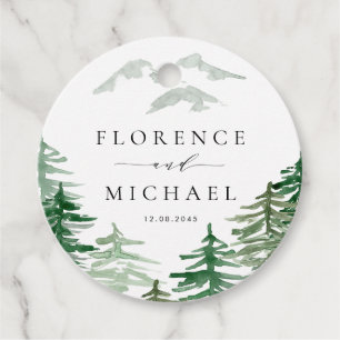 Étiquettes Cadeau Couleur d'eau romantique Mariage de bois