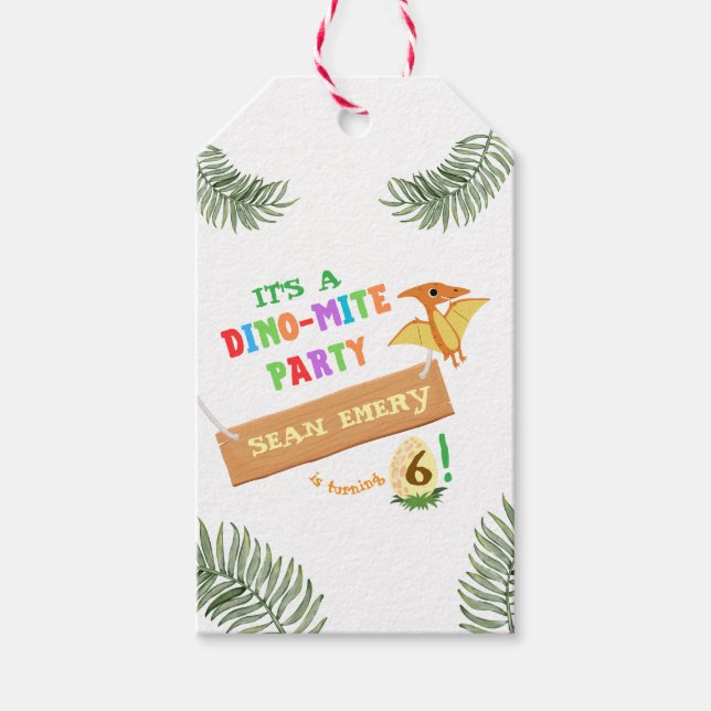 Étiquettes-cadeau Couleur du ciel : Dinosaure magnifique Invitation  (Devant)