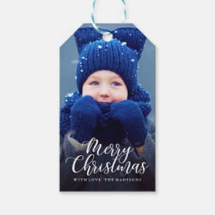 Étiquettes-cadeau COULEUR ÉDITABLE Joyeux Noël Photo de Noël