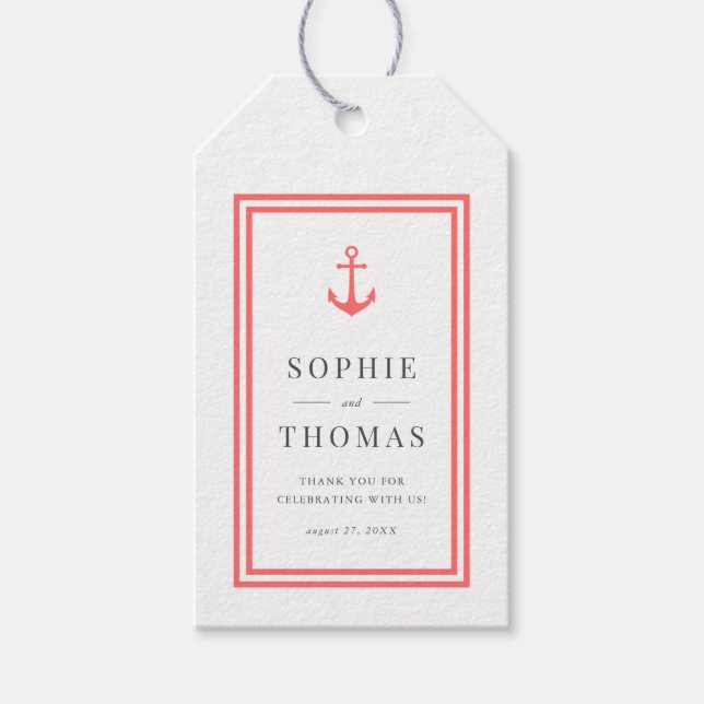 Étiquettes-cadeau Couleur modifiable Mariage d'Ancres classique mode (Devant)