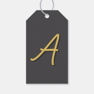 Étiquettes-cadeau Couleur Or Gris Monogramme Professionnel