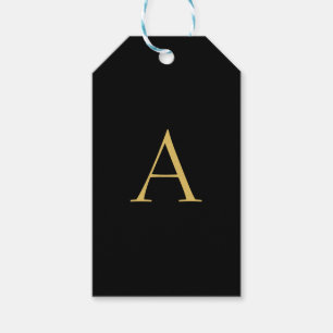 Étiquettes-cadeau Couleur Or Noir Monogramme Professionnel