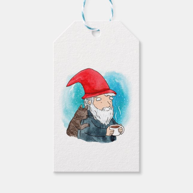 Étiquettes-cadeau Couleur traditionnelle suédoise Tomten Noël (Devant)