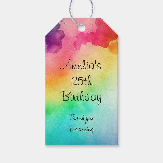 Étiquettes-cadeau Couleurs arc-en-ciel Conception abstraite Annivers (Devant)